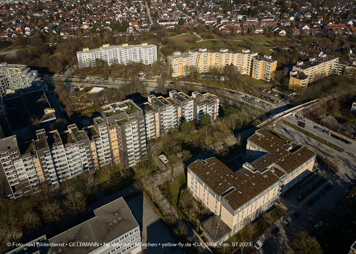 07.02.2023 - Luftbilder vom Marx-Zenrtum und Umgebung in Neuperlach